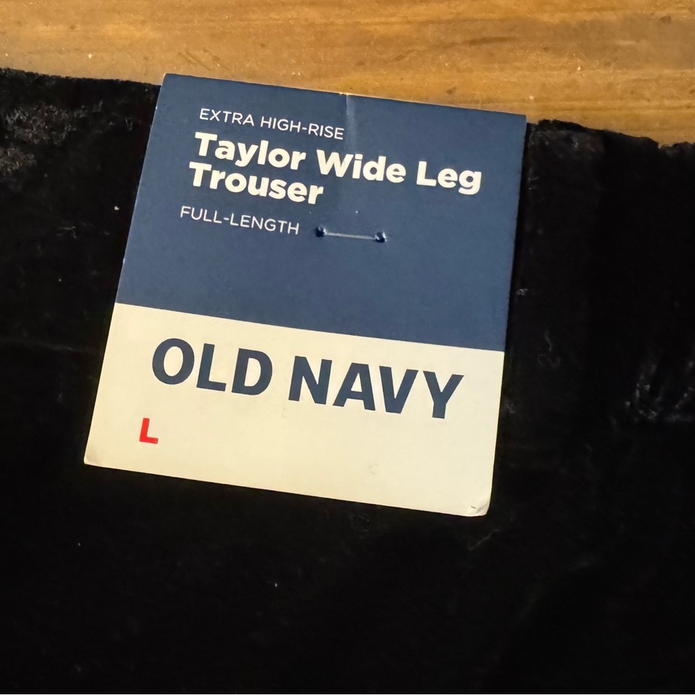 NWT Old Navy Black Taylor Wide Leg Trousers Size L Velvety